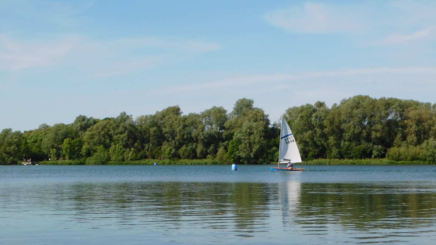 Boat on a lake in Bedford, UK