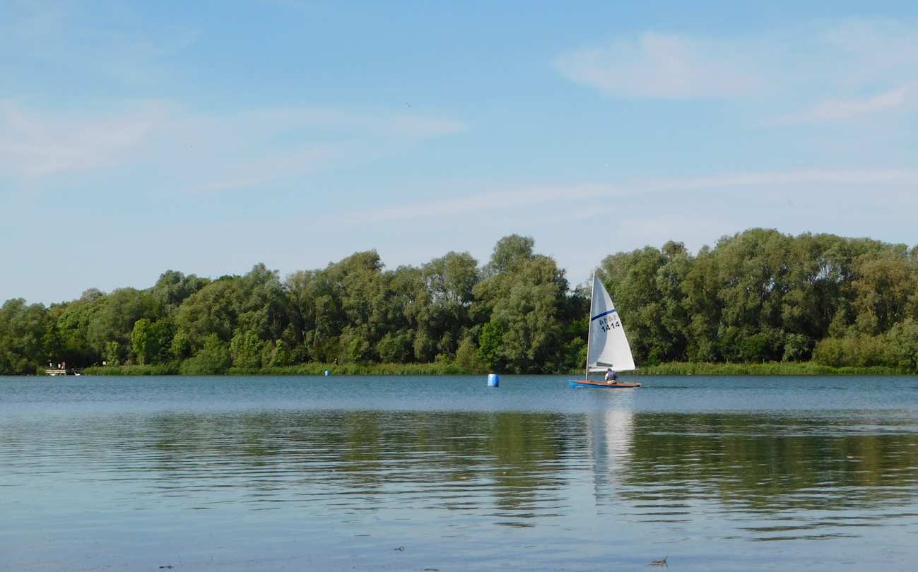 Boat on a lake in Bedford, UK