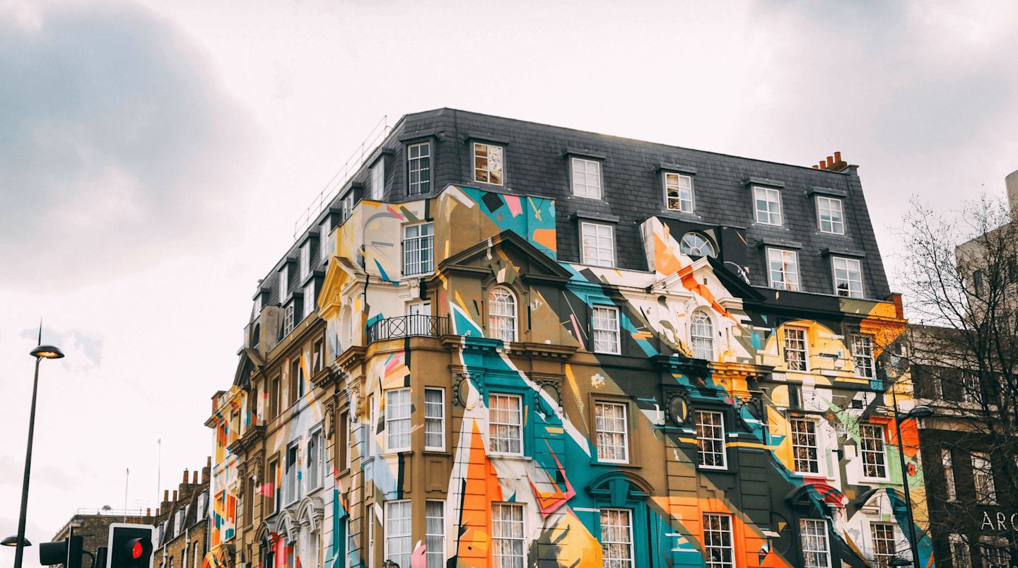 Colourful building in East London