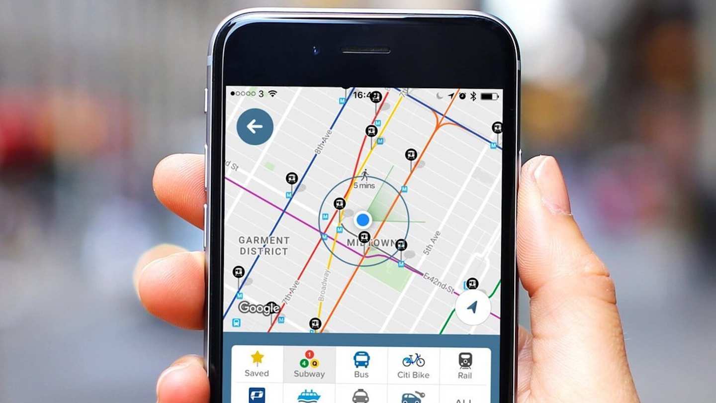 A phone with a map displayed on the screen