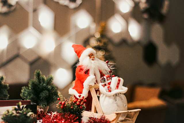 A small Father Christmas figurine on display at the Santa Claus Village, Lapland, Finland