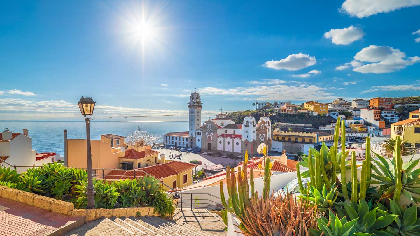 Sun shining over Candelaria town, Tenerife