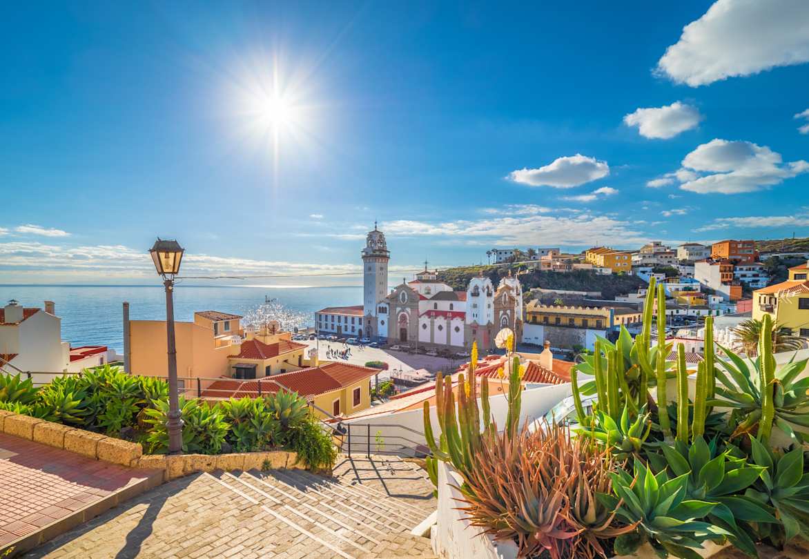 Sun shining over Candelaria town, Tenerife