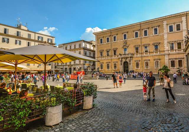 A piazza in Trastevere, Rome, Italy