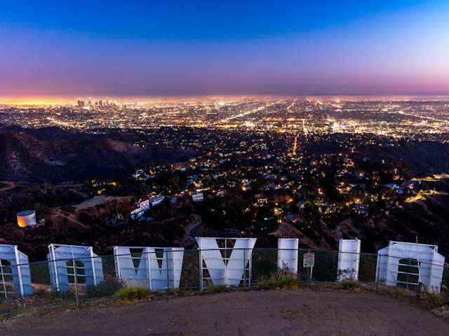 bird's-eye view of Hollywood Sign