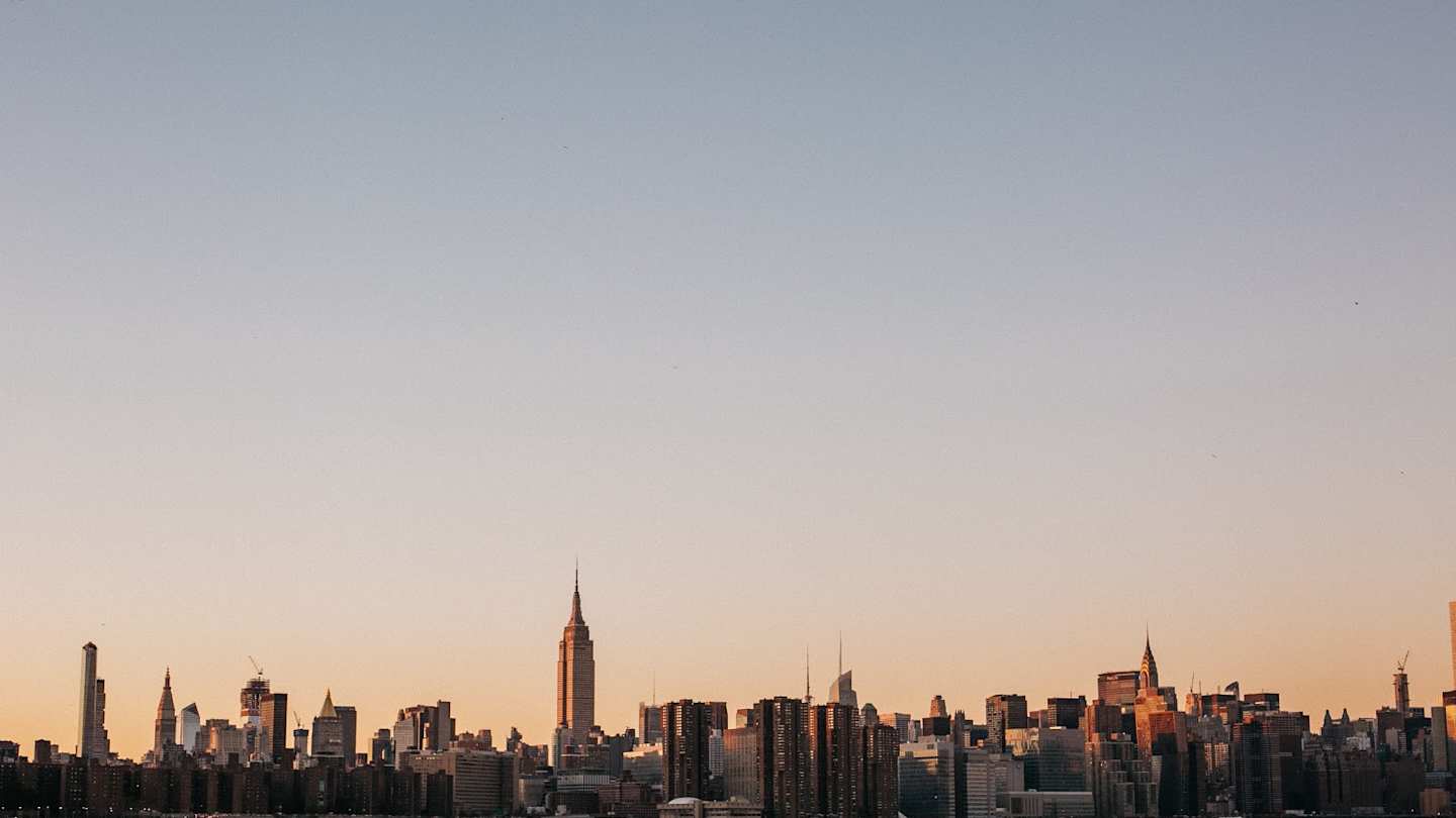 New York from the Hudson River at sunset
