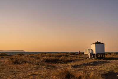 A lone hut in open fields in Bournemouth, UK