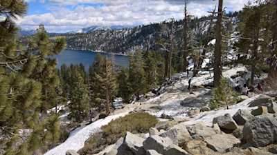 Lake Tahoe through trees, Nevada, United States of America