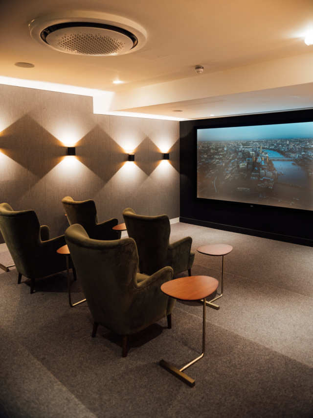 The cinema room at Pho Bowl, Plum Guide home in London, UK