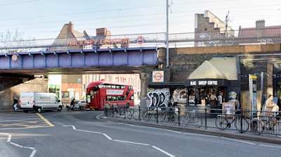 Road outside Hackney Central Station 