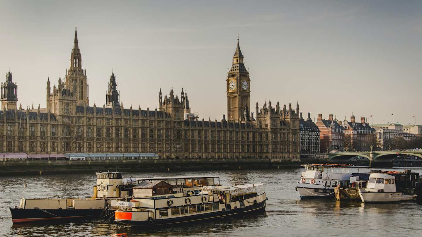 A view of Westminster from across the River Thames, London