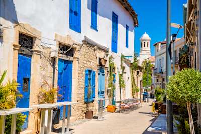 Street leading to Ayia Napa Cathedral, Cyprus