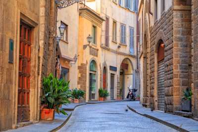 Charming narrow streets of Florence town with no tourists, Tuscany, Italy