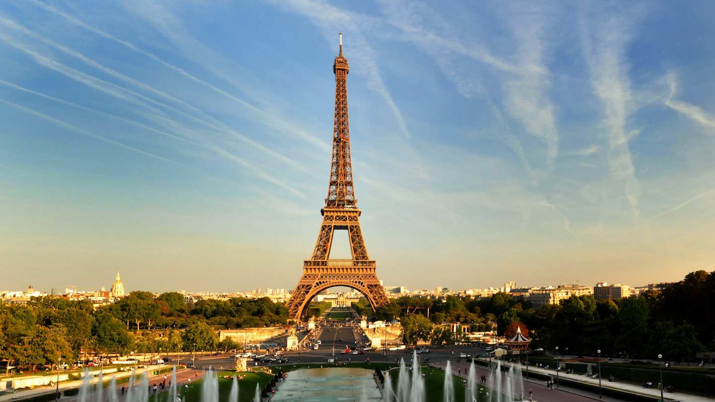 Eiffel Tower at sunset in Paris