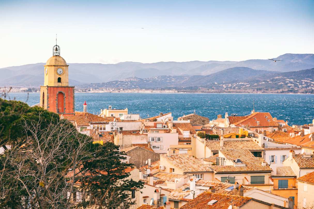 View of Saint-Tropez and the sea on the French Riviera, Saint-Tropez
