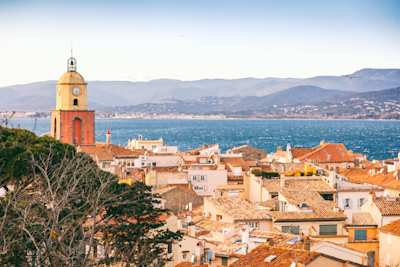 View of Saint-Tropez and the sea on the French Riviera, Saint-Tropez