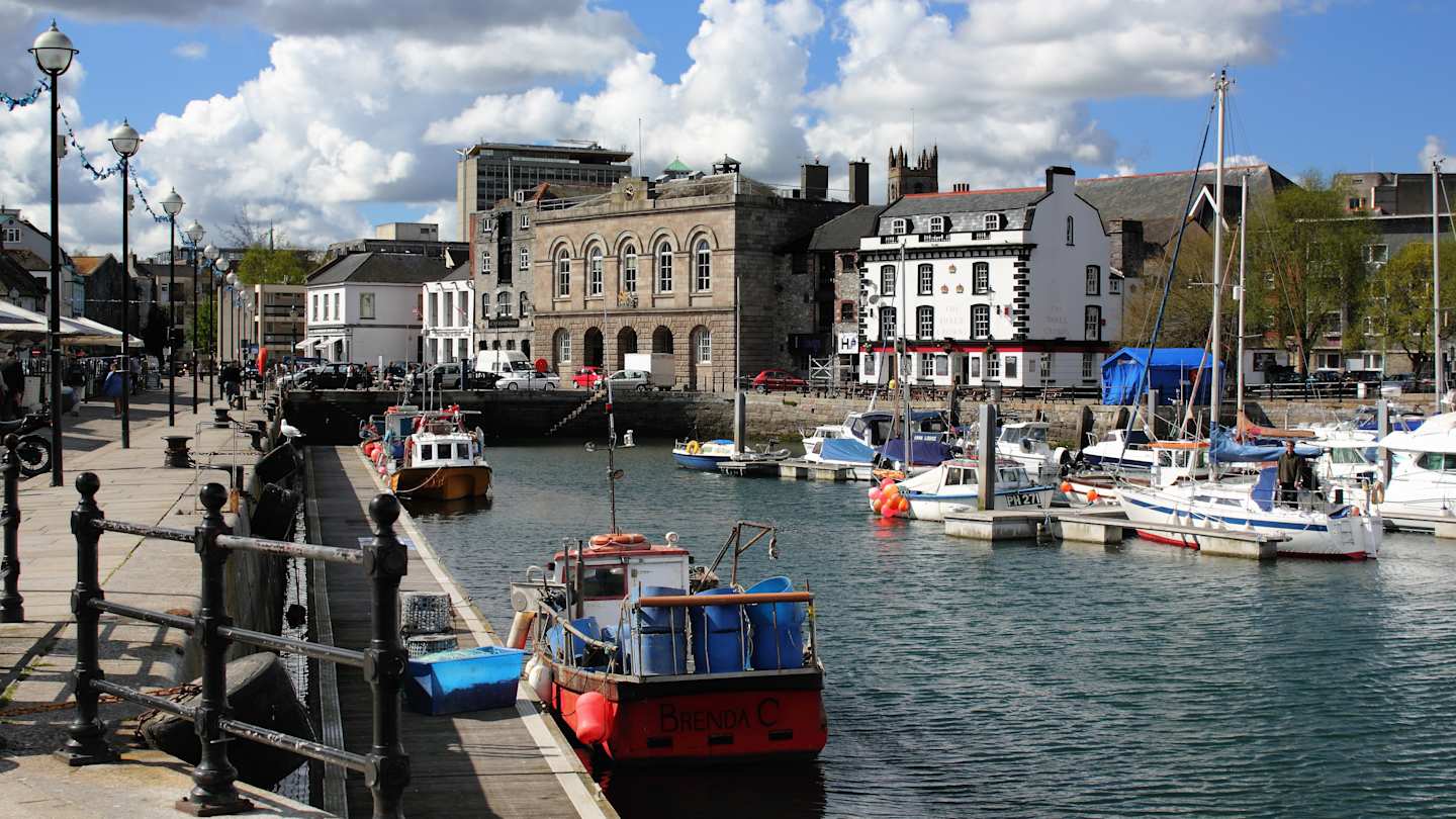 Boats in Plymouth Harbour, Plymouth, Devon, UK