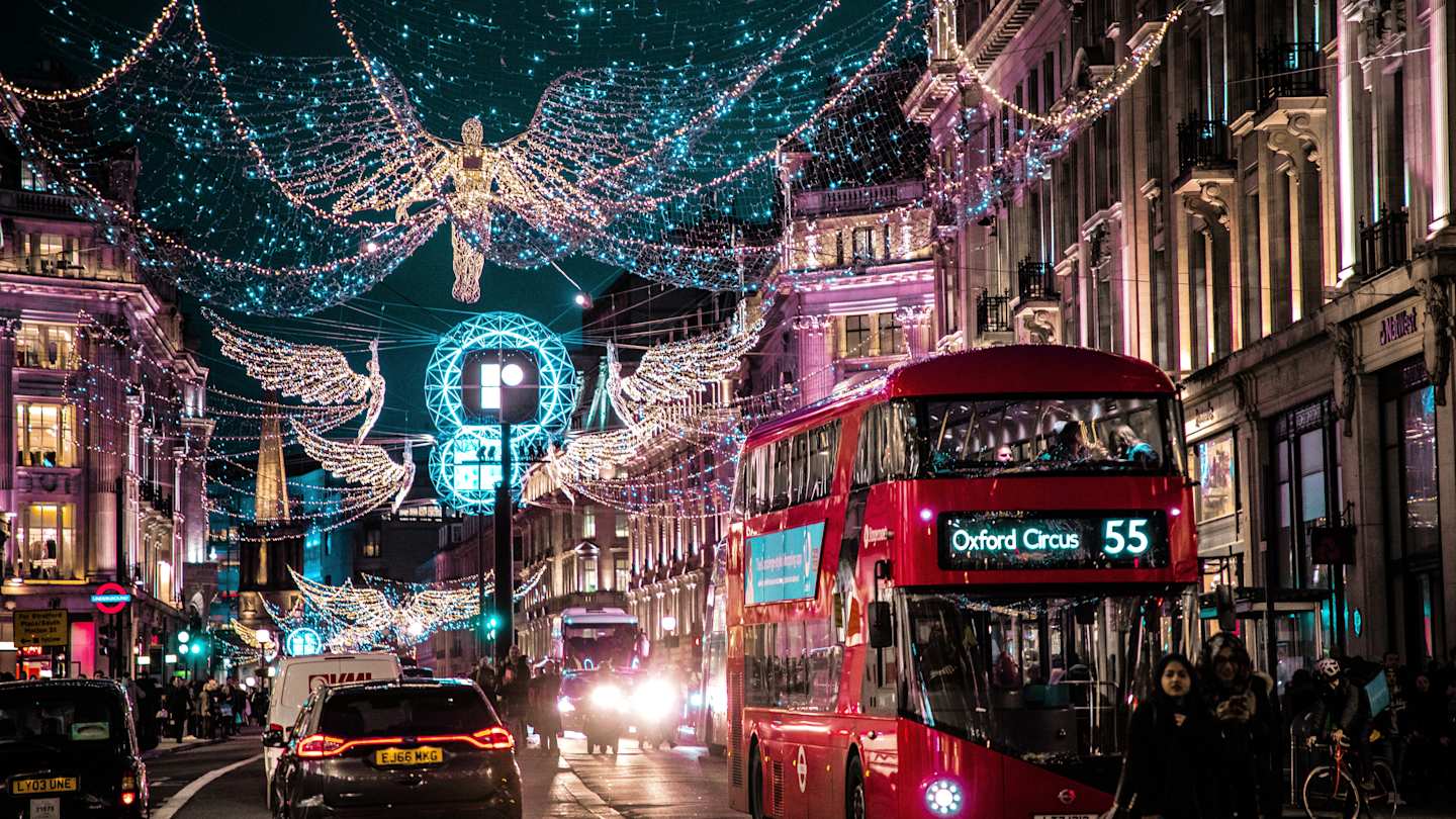 Christmas lights in the streets of London