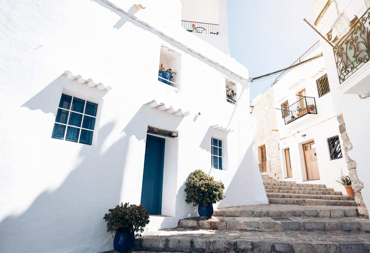 White houses in a village in Ibiza