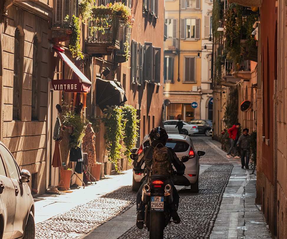 Cobblestone street in Milan