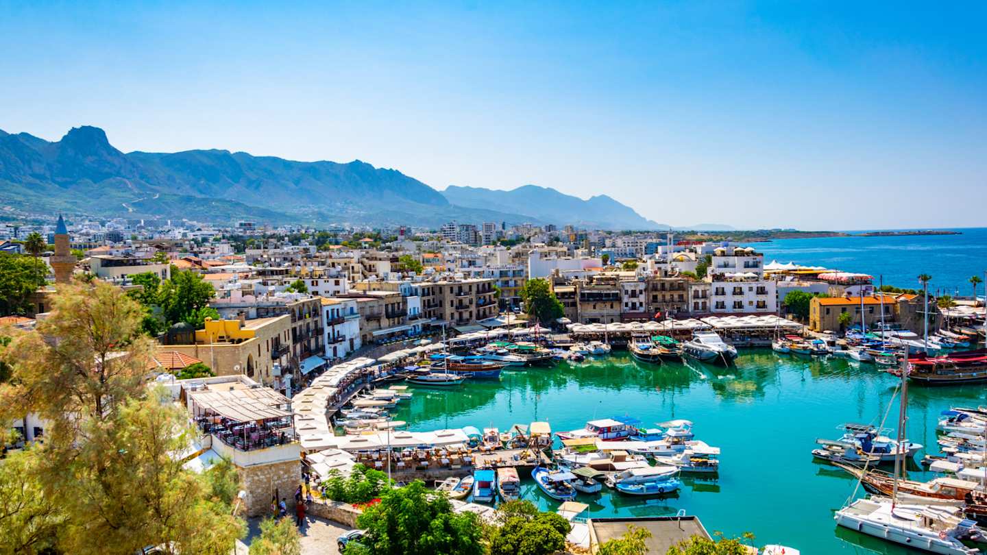 Port in Kyrenia during a sunny summer day, Cyprus