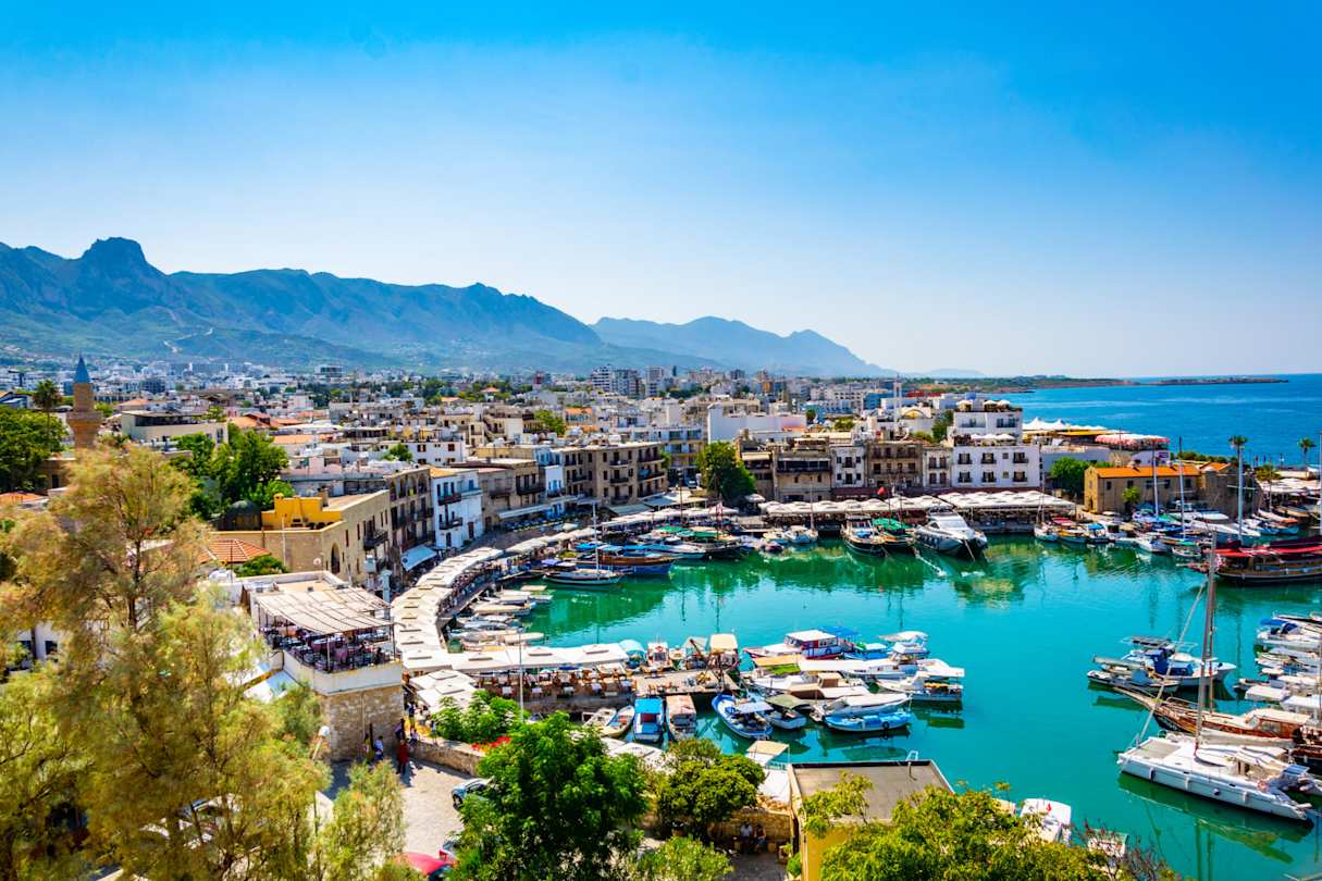 Port in Kyrenia during a sunny summer day, Cyprus