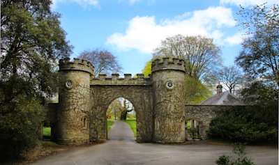 Brick archway at the entrance to Stourhead House, Wiltshire, England