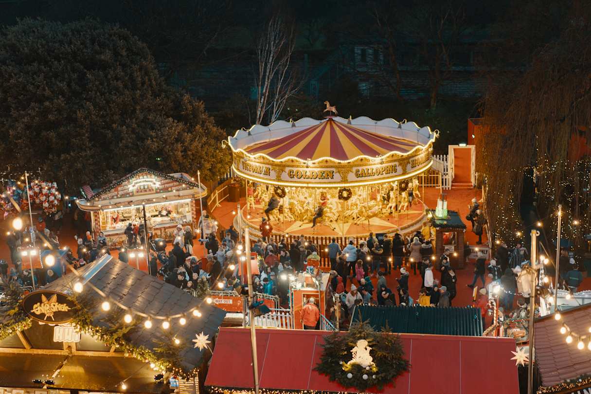 Carousel and light at Edinburgh Christmas market
