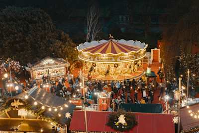 Carousel and light at Edinburgh Christmas market