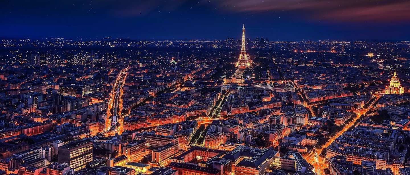 Paris skyline at night