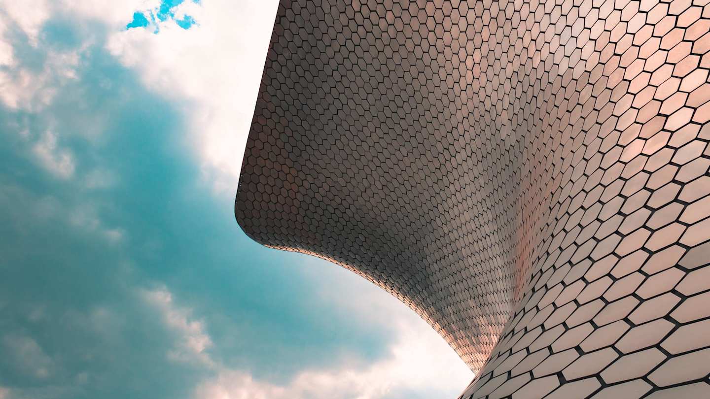 Close up of the unique architecture at the Soumaya Museum, Mexico City
