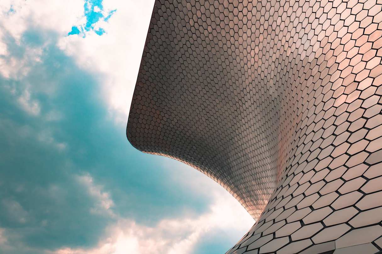 Close up of the unique architecture at the Soumaya Museum, Mexico City