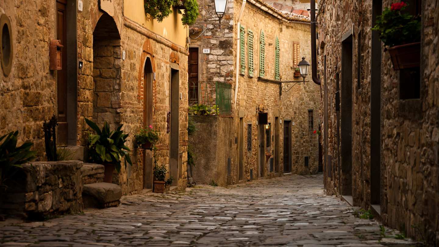 Street in Montefioralle in Tuscany, Italy