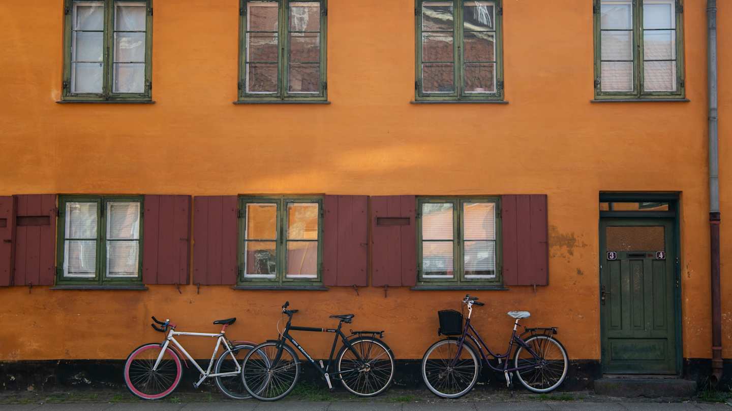 Street with bikes in Indre By, Copenhagen