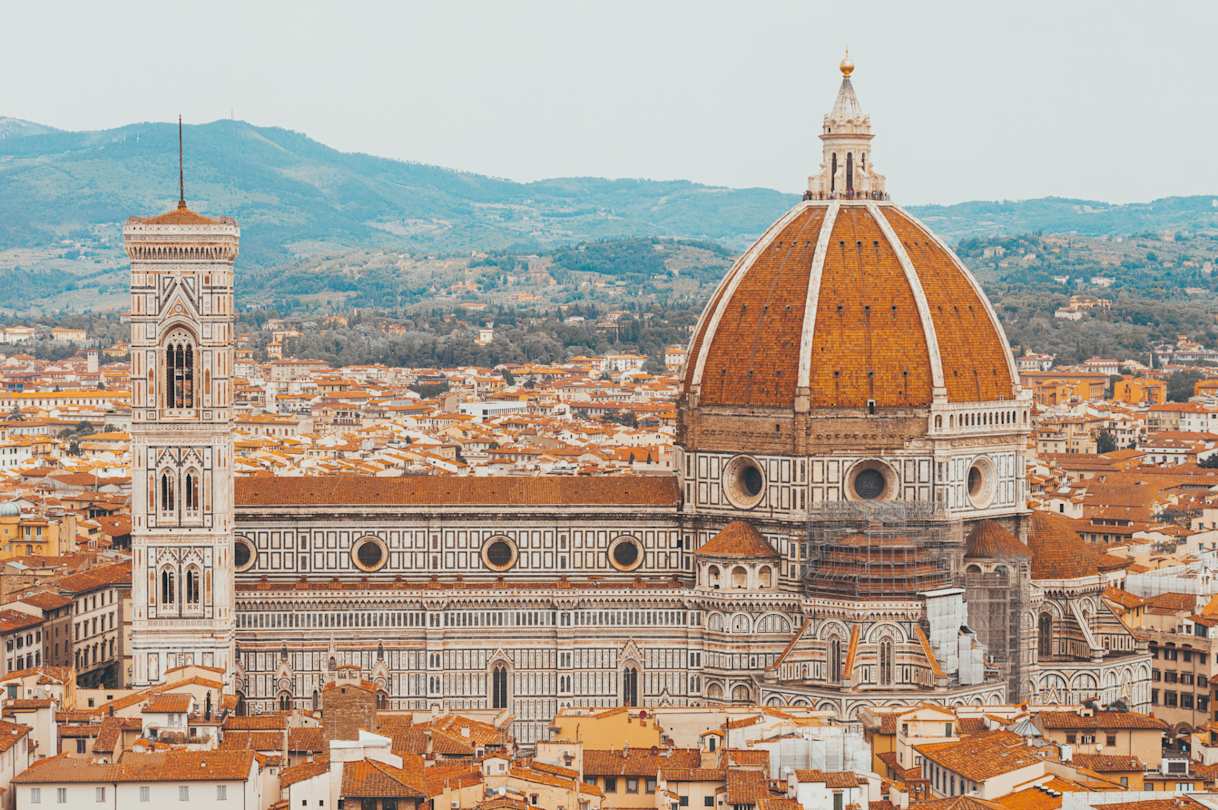 Panoramic view of Santa Maria Del Fiore in Florence, Italy, Florence.