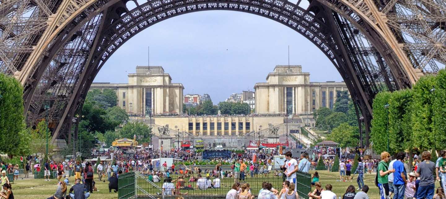 Underneath the Eiffel Tower, Champs de Mars, Paris