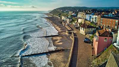 Aerial view of the town of Cromer in Norfolk, England