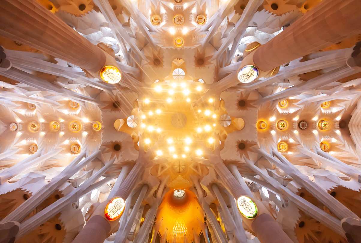 Ceiling of Sagrada Familia, Barcelona, Spain