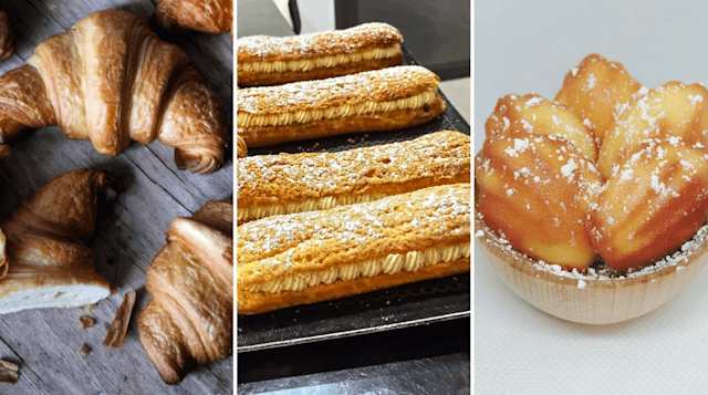 Croissants, eclairs and madeleines