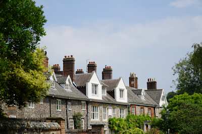 A row of terraced houses in Norfolk, UK