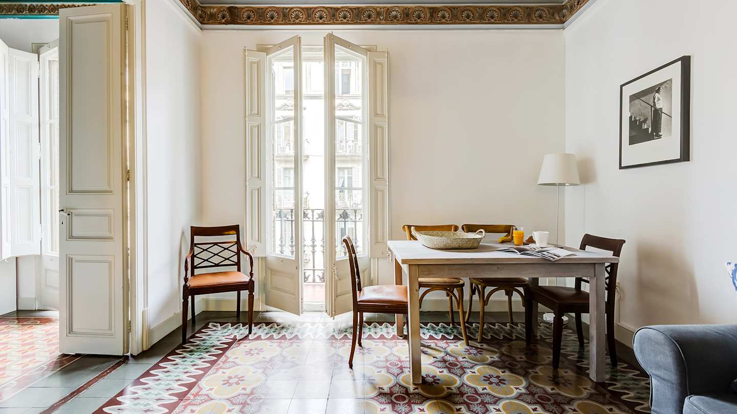 Dining table in a living room
