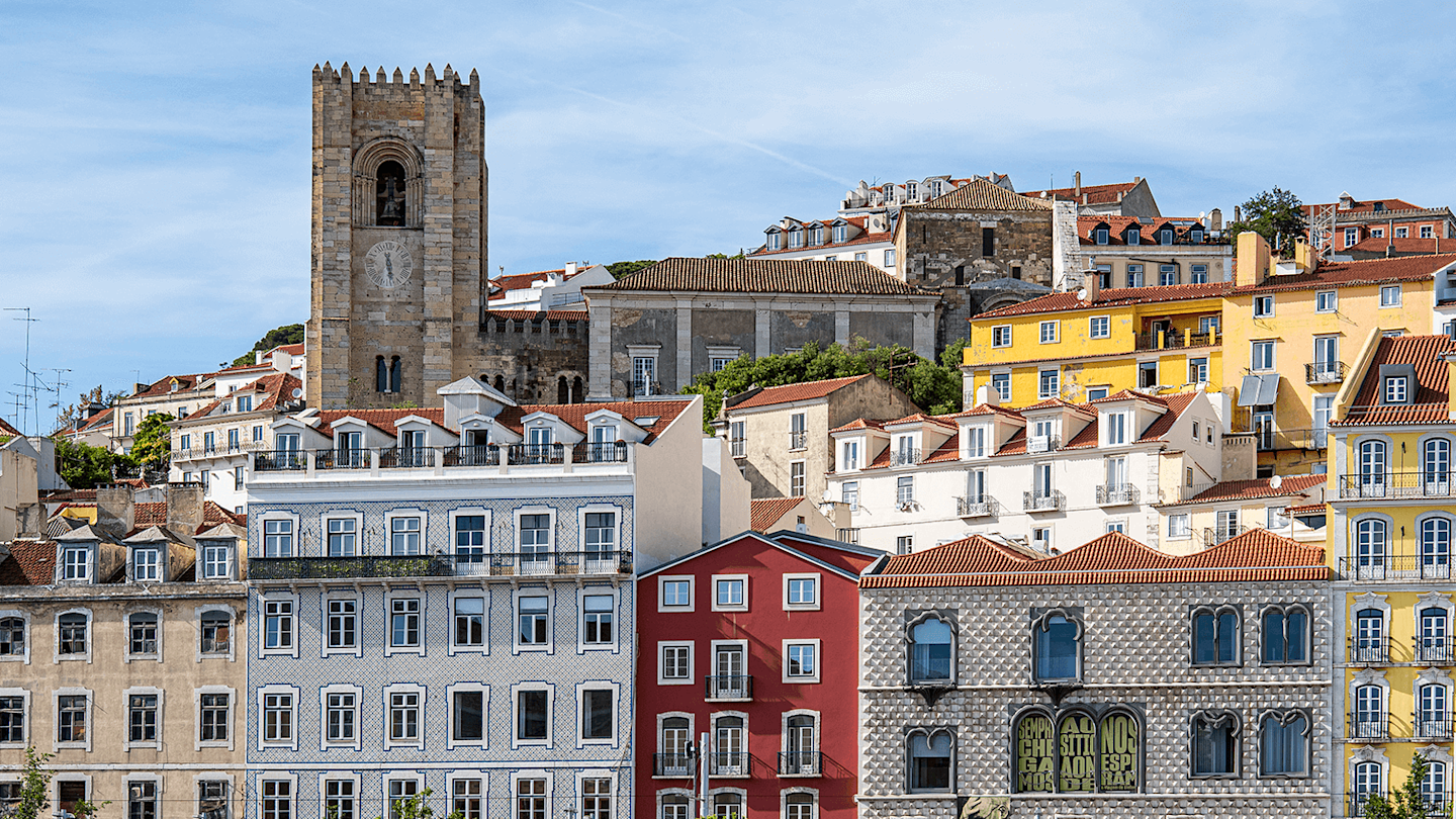 A hill of colourful houses and buildings in Lisbon