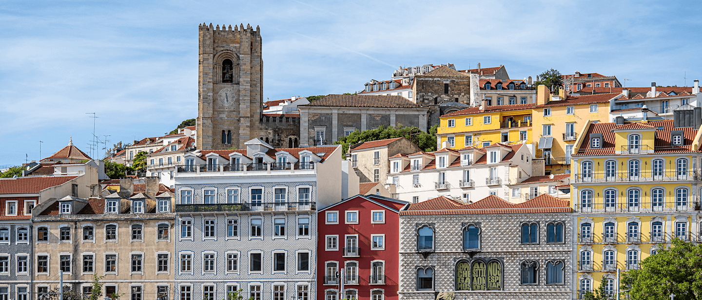 A hill of colourful houses and buildings in Lisbon