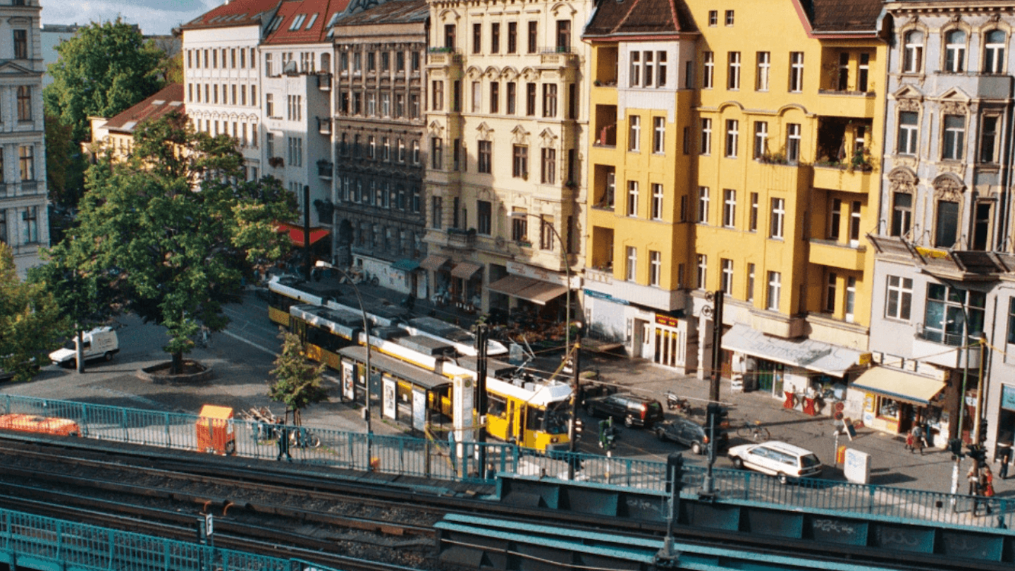 Railway tracks and street in Berlin