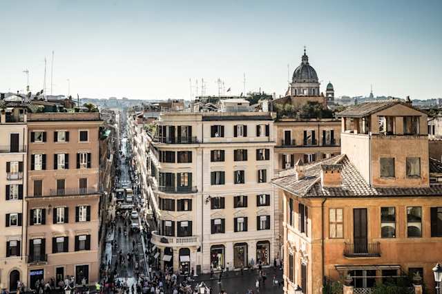 View from above of the Tridente neighbourhood in Rome