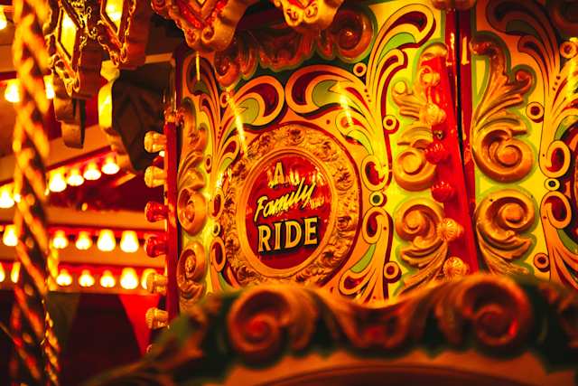 Christmas fair ride at Blenheim Palace, England