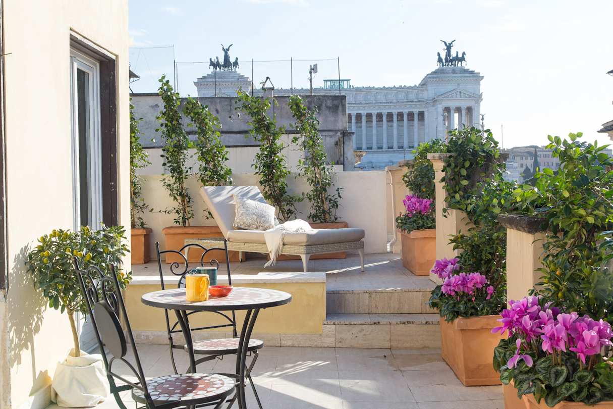 View from the terrace of Three Coins in the Fountain, a Plum Guide home in Rome, Italy
