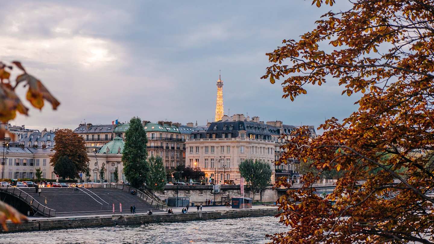 A view across the Seine river in autumn, Paris