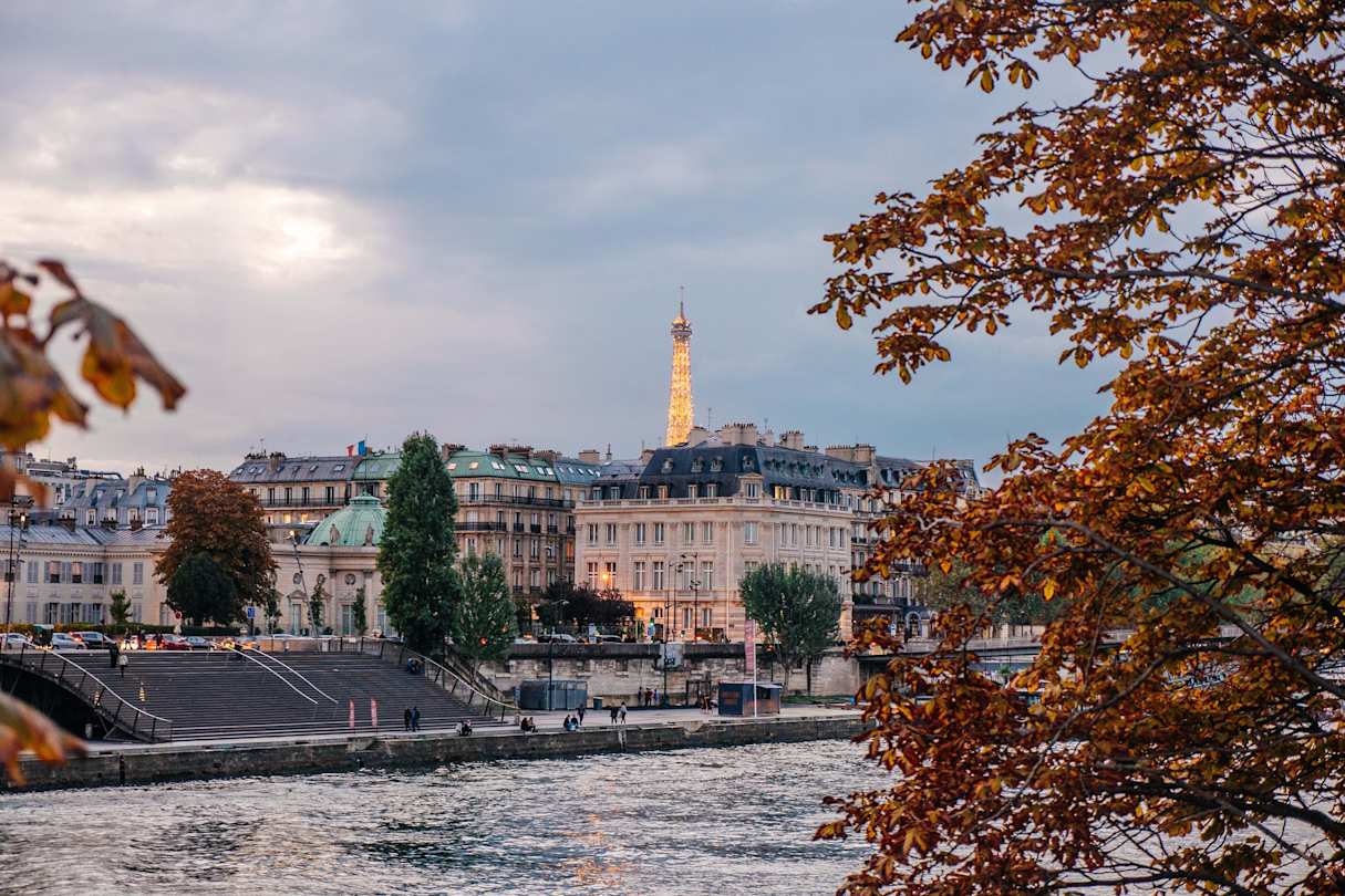 A view across the Seine river in autumn, Paris