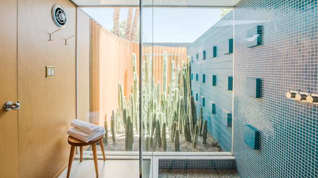 The master bathroom in Desert Wave, Plum Guide home in Palm Desert